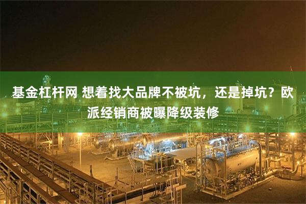 基金杠杆网 想着找大品牌不被坑，还是掉坑？欧派经销商被曝降级装修