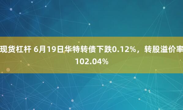 现货杠杆 6月19日华特转债下跌0.12%，转股溢价率102.04%