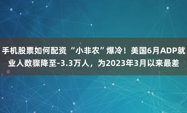 手机股票如何配资 “小非农”爆冷！美国6月ADP就业人数骤降至-3.3万人，为2023年3月以来最差